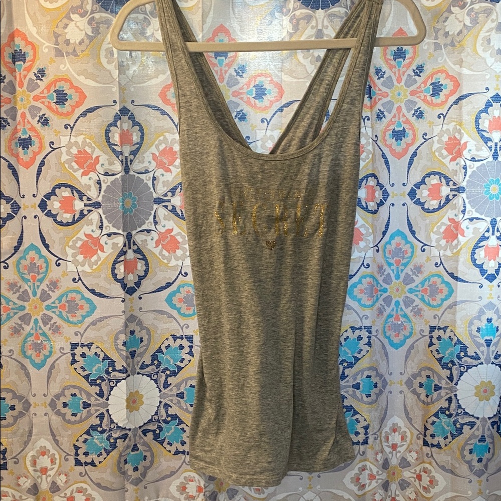 Victoria's Secret Gray Tank Top with Gold Accents